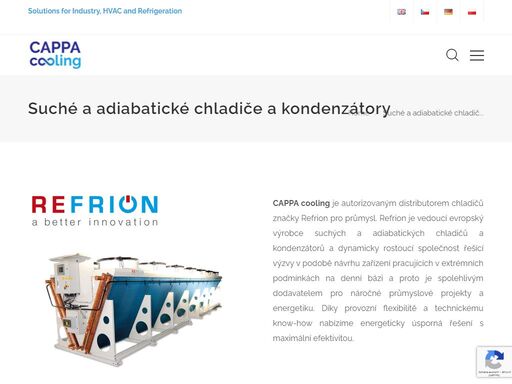 solutions for industry, hvac and refrigeration: cooling towers of all types, dry and adiabatic coolers.