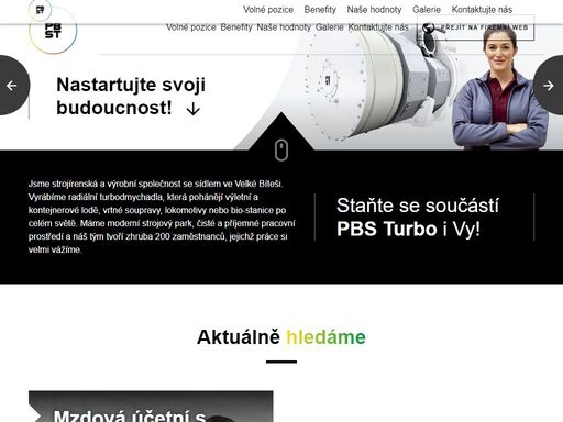 jsme strojírenská a výrobní společnost se sídlem ve velké bíteši.staňte se součástí pbs turbo i vy!