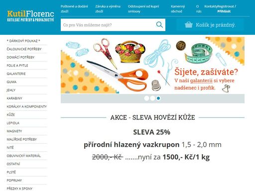 e-shop obchod pro kutily, kůže, provaznictví, železářství, čalounické potřeby, lepidla, provazy, lana, korálky, nitě, přezky a další. navštivte také naši kamennou prodejnu kutilské potřeby a provaznictví praha florenc.