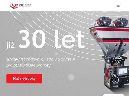 a.m. spol. s r.o. dodává přídavné stroje a zařízení pro sušení, směšování, temperaci a chlazení plastů, mletí technologických odpadů, dopravu a manipulaci s výrobky.