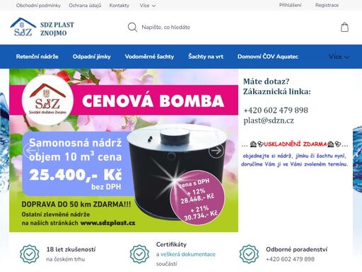 sociální družstvo znojmo. sociální družstvo znojmo je českou společností zabývající se plastovou výrobou se sídlem ve znojmě. pro firmy nabízíme za odběr našich služeb a produktů náhradní plnění. výrobní a prodejní prostory pro vás máme ve znojmě. vyrábíme a prodáváme jímky, retenční nádrže, vodoměrné šachty, šachty…