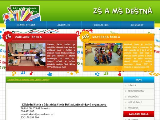 základní škola a mateřská škola deštná 60, letovice 679 61, okres blansko, příspěvková organizace, ředitelka ing. mgr. božena nečasová.