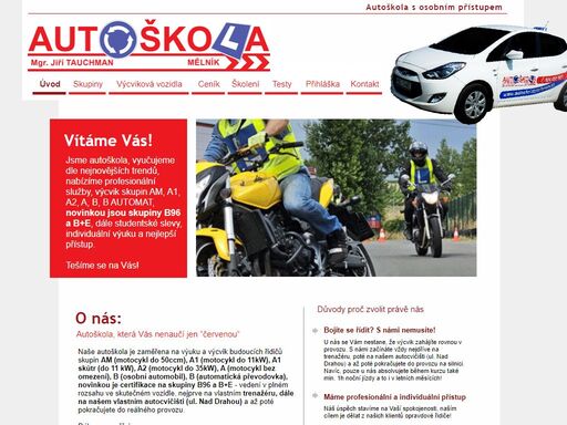 vítáme vás na stránkách naší autoškoly. 

nabízíme profesionální služby, výcvik skupiny b, studentské slevy a individuální výuku a přístup.

tešíme se na vás!