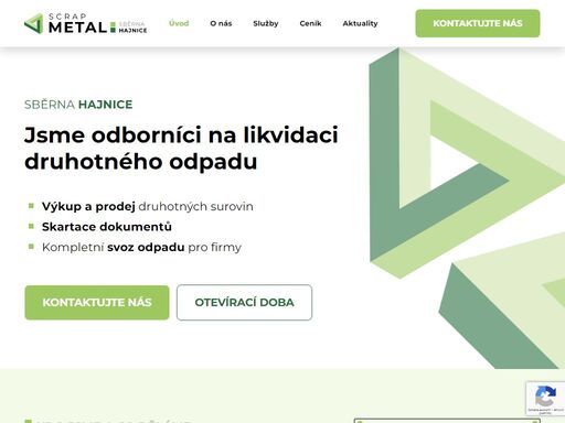 likvidaci druhotného odpadu, výkup a prodej druhotných surovin, skartace dokumentů, kompletní svoz odpadu pro firmy