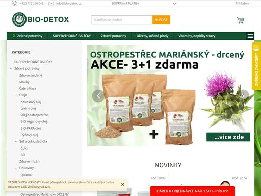 bio-detox je detoxikace organismu, hubnutí, zdravý život, zdravá strava, čistící kůra, zelené potraviny. zelená káva, aloe vera, mladý a zelený ječmen, chlorella, bio arganový olej, acai berry, spirulina, kyselina hyaluronová, chia semínka, ostropestřec, kokosový olej, bezlepkové mouky, přírodní šťávy, přírodní oleje.