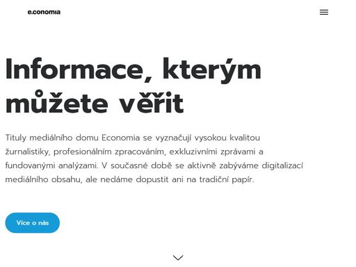 mediální dům economia chce být symbolem svobodné žurnalistiky a hodnotného obsahu. naším posláním je přispívat k informované společnosti, dělat skvělý obsah a nabízet ho v takové podobě, která vám, čtenářům a divákům, nejvíc vyhovuje.