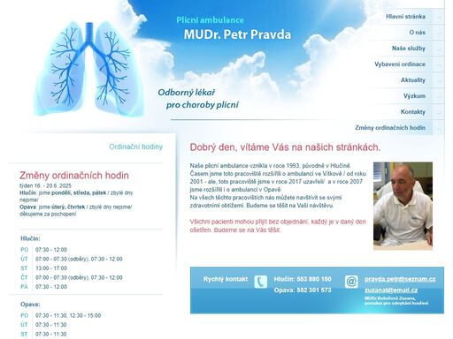 mudr. petr pravda - plicní ambulance hlučín, opava, vítkov. poskytujeme celé spektrum výkonů, zvyklých pro plicní ambulanci.