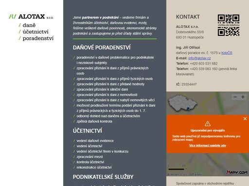 alotax s.r.o. / vedení účetnictví a daňové evidence, daňové přiznání, daňové poradenství, školení / působnost brno, hustopeče, břeclav.
