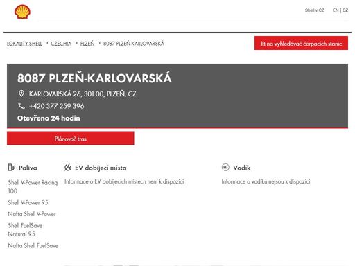 8087 plzeň-karlovarská je čerpací stanice v oblasti plzeň. tato stanice zahrnuje billa, myčka a toalety.