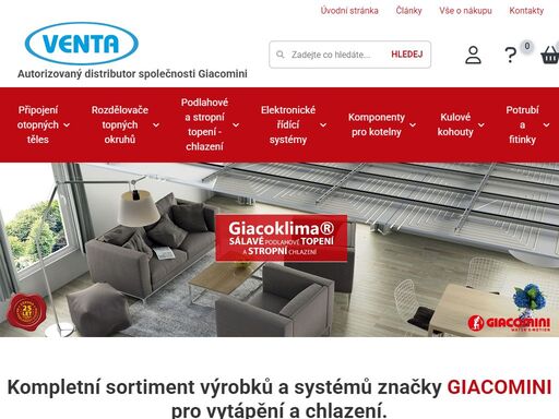 podlahové a stropní vytápění i chlazení giacomini. ventily, šroubení, rozdělovače, hlavice, fitinky, armatury a termostaty.