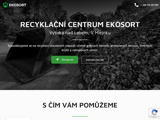 recyklační centrum ekosort vysoká nad labem, v mlejnku - specialista na recyklaci stavebních odpadů včetně prostých betonů, armovaných betonů, živičných krytů a výkopových zemin.