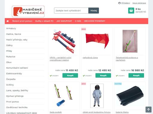 hasičské vybavení,hadice,hasičské savice,hasičské oděvy,zásahové přilby,zásahové rukavice,dýchací přístroje
