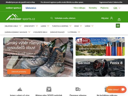 outdoor-sports.cz eshop a prodejna - outdoorové, turistické, sportovní, kempingové a horolezecké vybavení, doplňky a oblečení, potřeby pro cestování.
