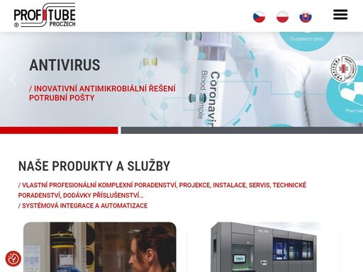 potrubní pošta, bezpečná pneumatická přeprava vzorků, léků, krve, cytostatik a jiných materiálů - vlastní profesionální komplexní poradenství, projekce, instalace, servis, technické poradenství, dodávky příslušenství…/