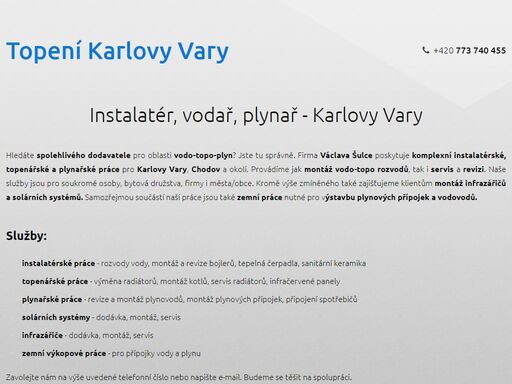 instalatérské, topenářské a plynařské práce pro karlovy vary, chodov a okolí.