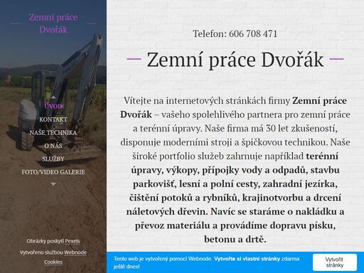 terénní úpravy výkopy základů přípojky voda odpady parkoviště lesní a polní cesty zahradní jezírka čištění potoků a rybníků krajinotvorba drcení a likvidace náletových dřevin nakládka a převoz materiálu doprava písku betonu drtí, kvalita  rychle cena supr
