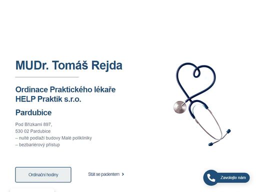 mudr. tomáš rejda, ordinace praktického lékaře, help praktik s.r.o., pardubice, poskytuje preventivní a léčebné výkony pro dospělé pacienty.