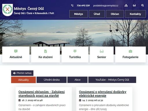oficiální stránky městysu černý důl