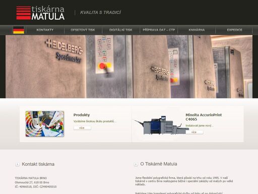 tiskárna matula – kvalitní ofsetový a digitalní tisk brno. tiskneme od vizitek, přes bloky, skládané leporela, stolní kalendář až po knihy.