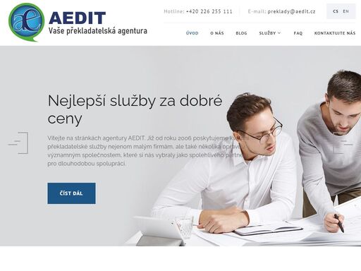 nabízíme překlady a tlumočení z/do 60 jazyků a více než 70 oborů již od roku 2006 - překladatelská agentura aedit. realizujeme odborné i expresní překlady, tlumočení a lokalizace a překlady knih. provádíme také korekturu textů rodilými mluvčími.