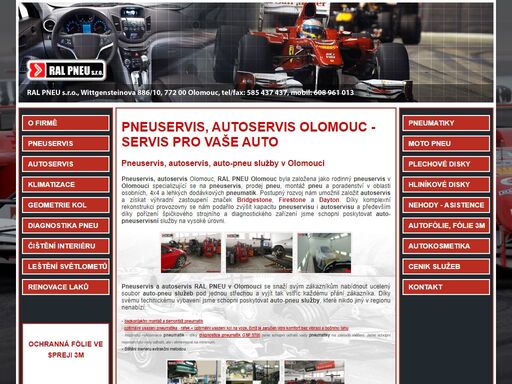 provozujeme pneuservis a autoservis olomouc, prodej pneu, osob. pneuservis, osob. autoservis, servis aut, pneu včetně oprav pneu, autoservis všech značek