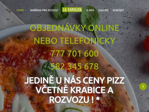 objednajte online, dodávka, dovoz, platby online la famiglia sternberk - objednajte prostřednictvím internetu, zaplaťte v hotovosti nebo online, dovezeme k vám domů a do kanceláře