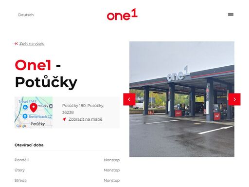 síť 33 čerpacích stanic one1 na česko-německých hranicích v západních a severních čechách.