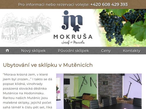 ubytování ve sklípku - mokrušovi, mutěnice