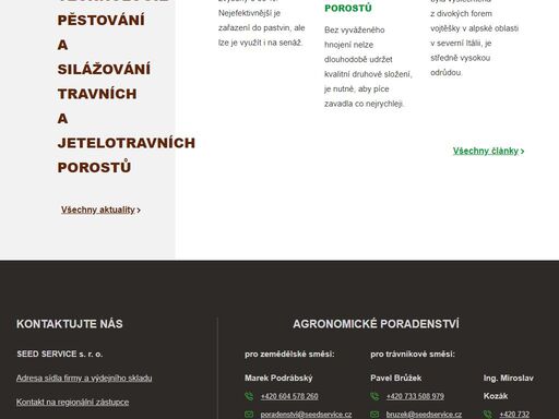 jsme česká firma, která nabízí osivo, travní a zemědělské směsi. vykupujeme zemědělské komodity. poskytujeme smluvní množení osiv a poradenství.
