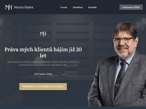 práva mých klientů hájím již 20 let. jako advokát se zaměřuji na případy z oboru trestního, správního a insolvenčního práva. bude mi ctí zastupovat i vás.