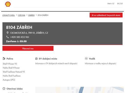 8104 zábřeh je čerpací stanice v oblasti zábřeh. tato stanice zahrnuje prodejna, myčka a toalety.