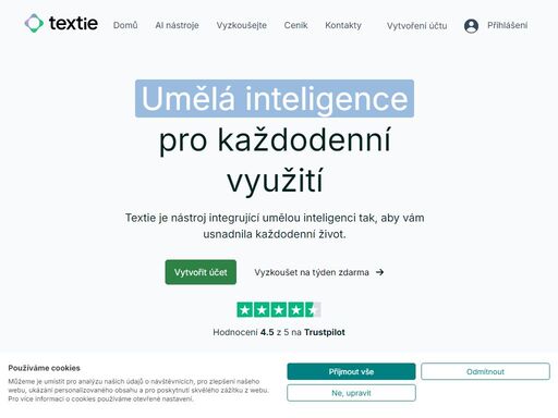 objevte neomezený potenciál umělé inteligence s textie, komplexním řešením pro zjednodušení každodenních úkolů. ušetřete čas díky ai a zvyšte svou efektivitu.