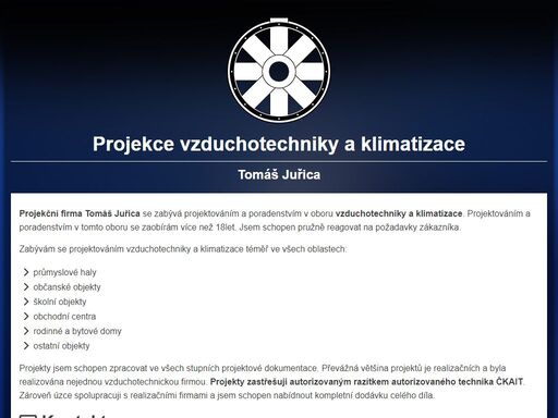 projekční činnost a odborná konzultace v oboru vzduchotechniky a chlazení.