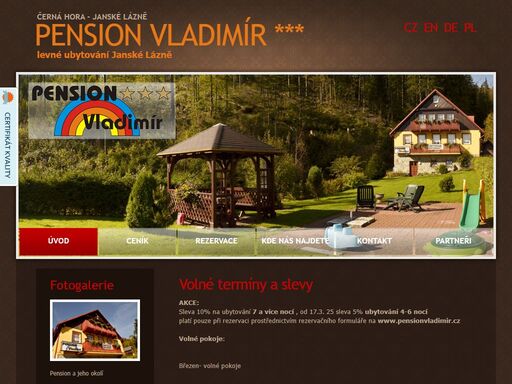 ubytování v penzionu vladimír, pod černou horou, janské lázně v krkonoších. apartmány a dvoulůžkové pokoje. v létě turistika, kolo, jízda na koních, paragliding, čtyřkolky. v zimě sjezdovky, běžky, skialp, sněžnice. vše 150 m od ski areálu a lanovky.