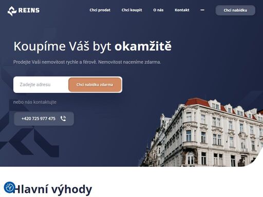 reins je pohodlný způsob, jak prodat svůj byt nebo dům. nemovitost vám oceníme zdarma. naplánujte si sami datum prodeje, který vám nejvíce vyhovuje.