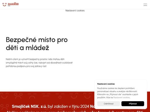 smajlíček nsk, z.ú. byl založen v říjnu 2024 nadací simony kijonkové. naším cílem je vytvořit bezpečný prostor, kde mohou děti smysluplně trávit svůj volný čas, rozvíjet své dovednosti a získávat potřebnou podporu pro svůj zdravý růst.