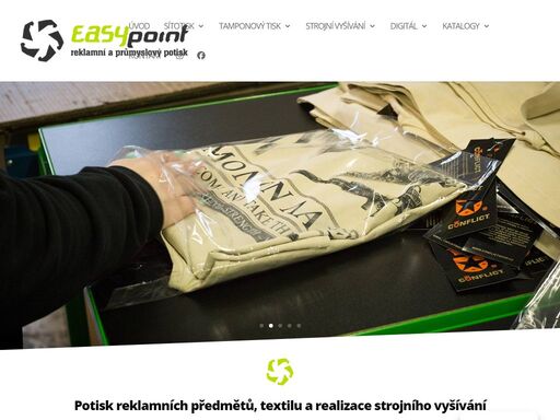 easypoint - specializujeme se na potisk reklamních předmětů, sítotisk, digitální potisk, tamponový tisk, rotační tisk a strojní vyšívání.