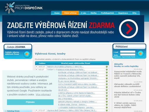 výběrová řízení, veřejné zakázky a poptávky pro dopravní firmy a spedice. výměny přeprav. zdarma možnost zadávání nabídek na přepravu.