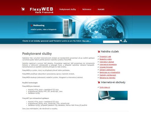 tvorba internetových aplikací, webových stránek, redakčních systémů web,internet, webdesign, databáze, php, mysql, internetový obchod, shop