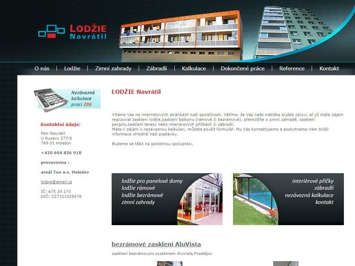 zasklení lodžií, rámové i bezrámové lodžie, zimní zahrady a balkóny - lodžie navrátil 