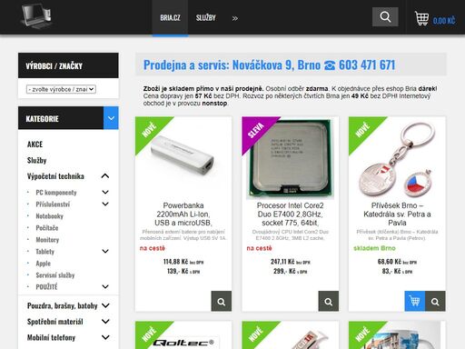 bria - notebooky, počítače, tablety - prodej, servis, instalace. opravy, odvirování, záloha dat. hardware, software, monitory, tiskárny, náplně. bria suvenýry.