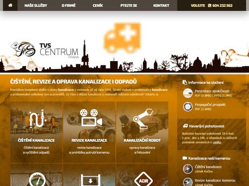 tvs-centrum kanalizace vodovody - čištění kanalizace, revize kanalizace kamerou, trasování, zkoušky těsnosti, likvidace odpadů, výstavba přípojek