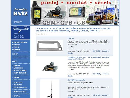 gps navigace, vysílačky, mobilní telefony, prodej, servis, montáž