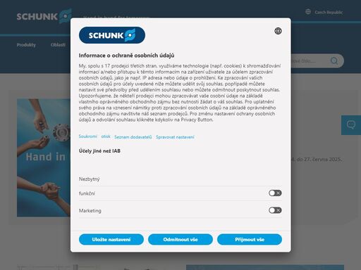 firma schunk, se sídlem v německém lauffenu (lauffen am neckar), disponuje celosvětově nejrozsáhlejším portfóliem uchopovacích systémů a upínací techniky a nejširším programem standardních uchopovacích prvků na trhu.