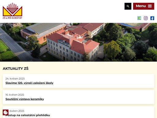 zš a mš kunštát pro 570 žáků s družinou a jídelnou je plně organizovaná se dvěma až třemi třídami v 1. až 9. ročníku.