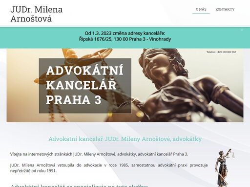 judr. milena arnoštová vstoupila do advokacie v roce 1985, byla advokátní koncipientkou judr. jana liegerta a samostatnou advokátní praxi provozuje nepřetržitě od roku 1991.