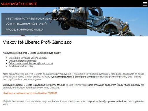 vrakoviště liberec u letiště, autovrakoviště, ekologická likvidace vozů, liberec