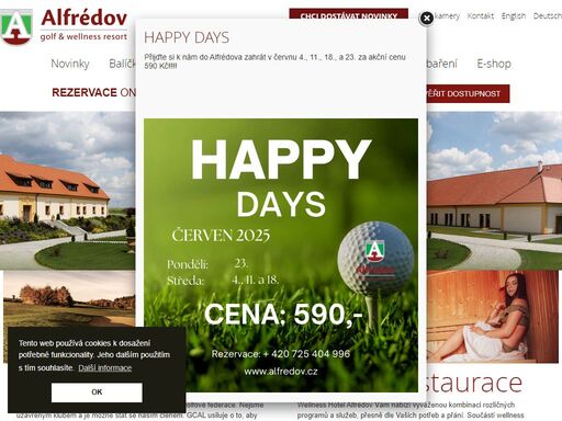 resort alfrédov - golfové hřiště, wellness hotel s restaurací, zázemí pro konference, lov a rybaření v západních čechách.
