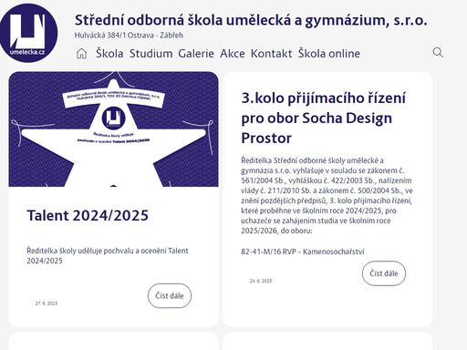 umělecká škola s tradicí, rozvíjí talent, podporuje individualitu.