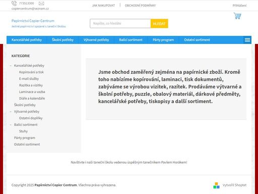 homepage, papírnictví copier centrum